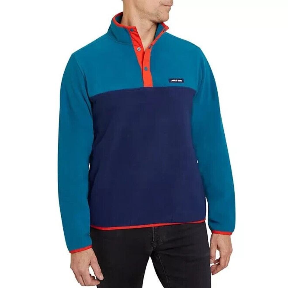 Lands’ End Men’s Colorblock Fleece Snap Collar Pullover Size Small